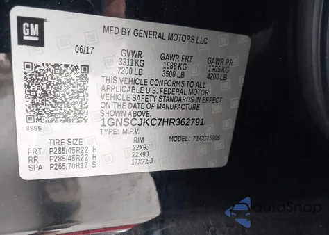 2017 Chevrolet Suburban Premier from USA, damaged, VIN 1GNSCJKC7HR362791